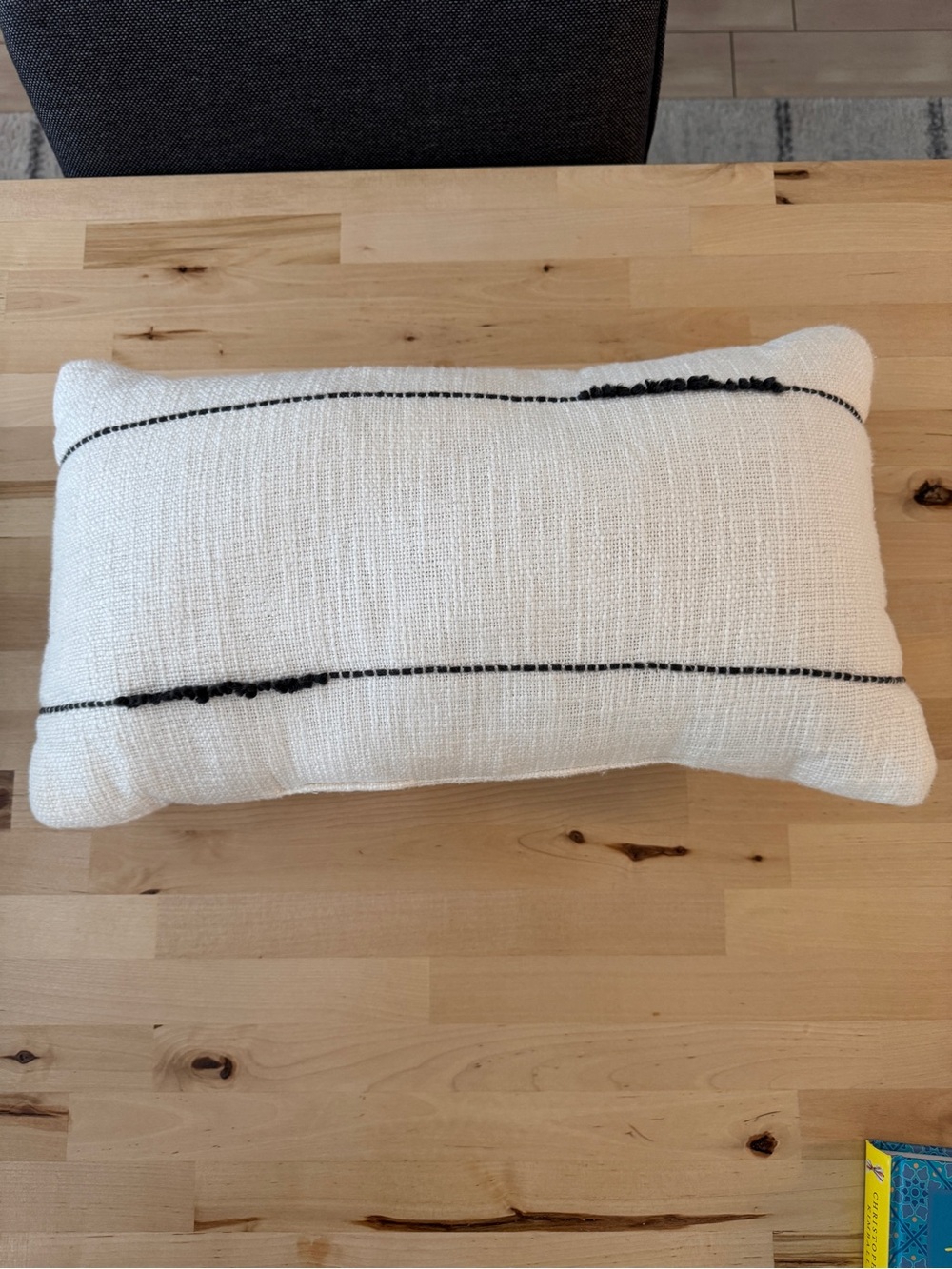 Target White Lumbar Pillow with Black Stripe Accents